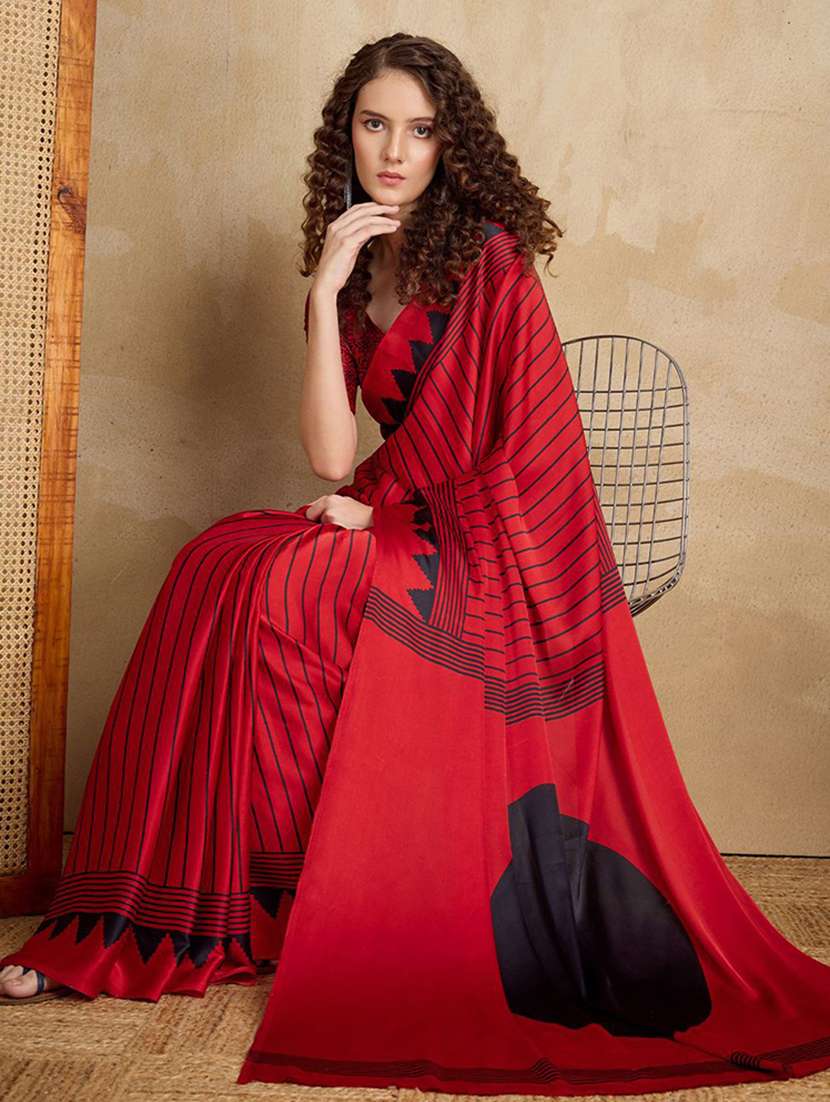 women printed casual wear saree with blouse - 22217941 -  Standard Image - 1