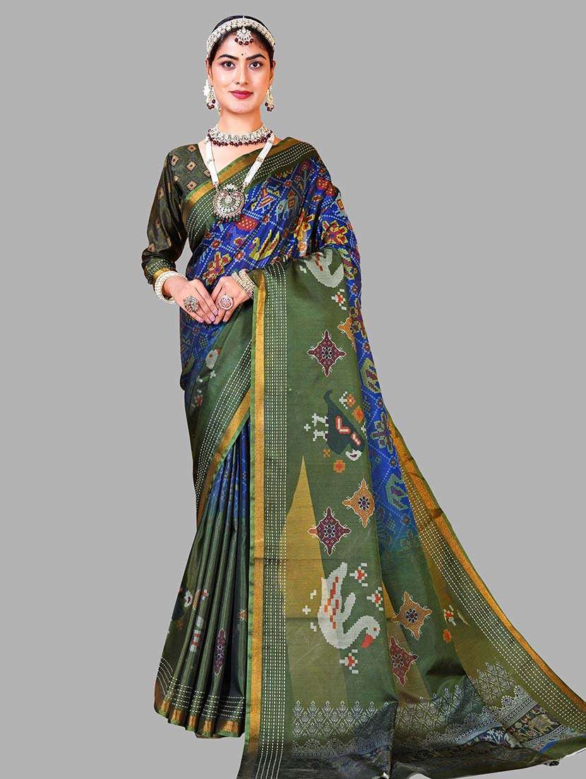 women printed patola saree with blouse