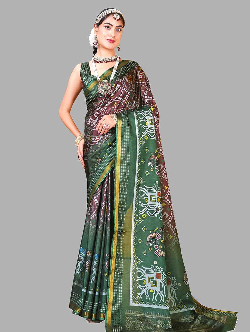women printed patola saree with blouse - 22217971 -  Standard Image - 1