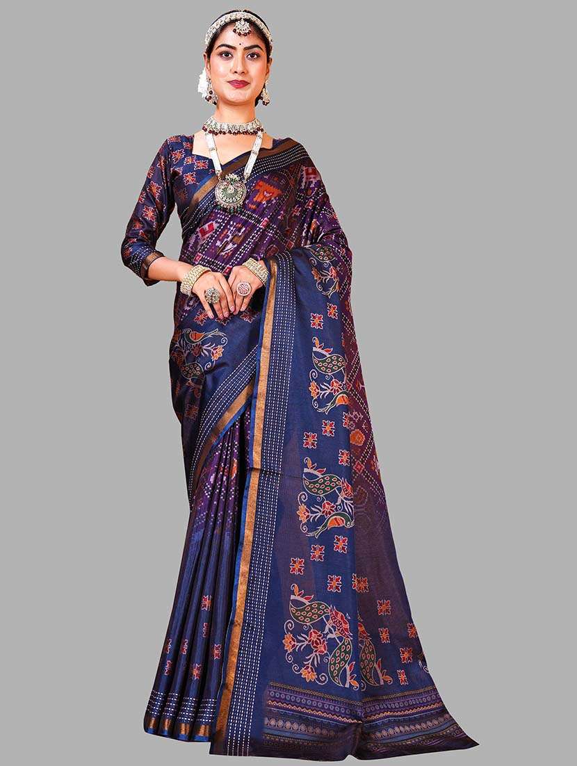 women printed patola saree with blouse - 22217977 -  Standard Image - 1