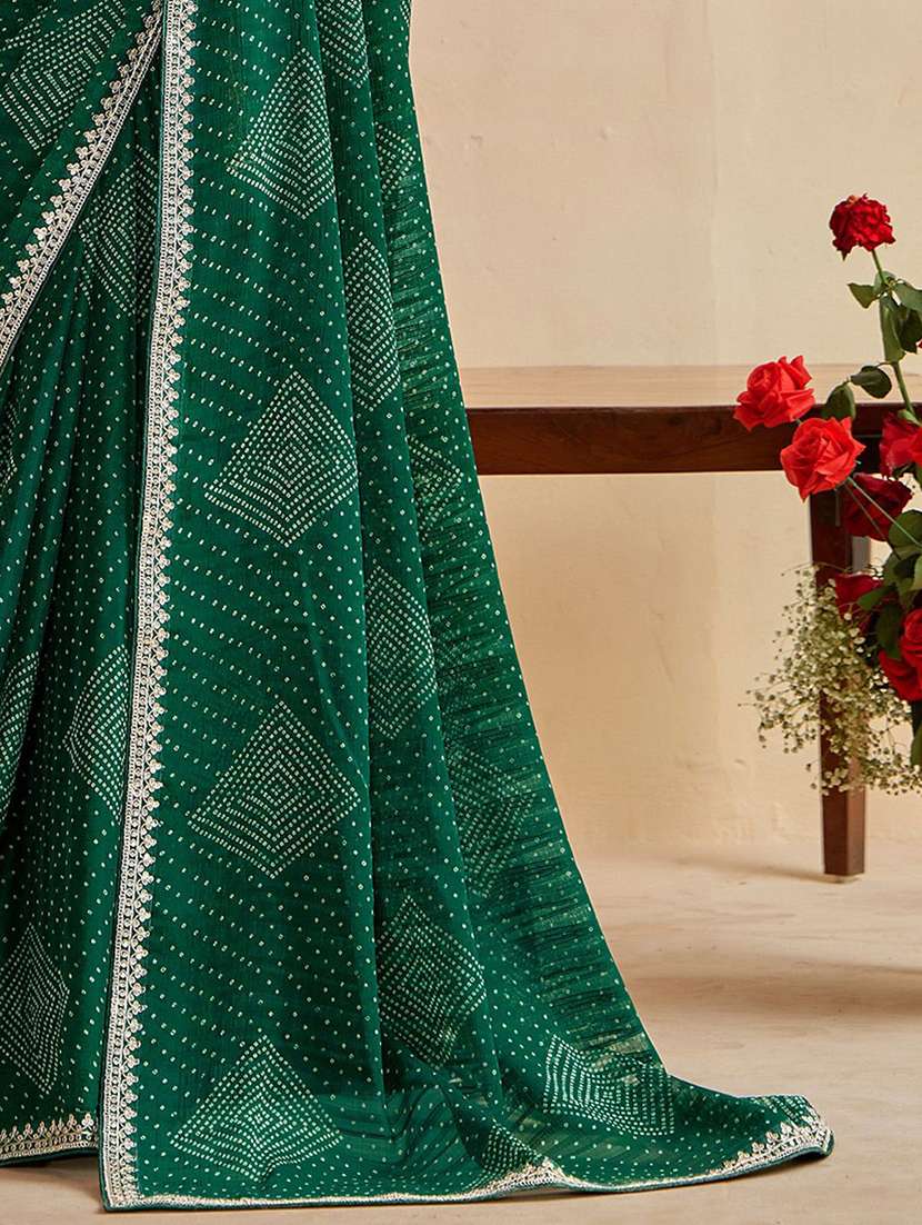 women bandhani printed saree with blouse - 22217979 -  Standard Image - 4