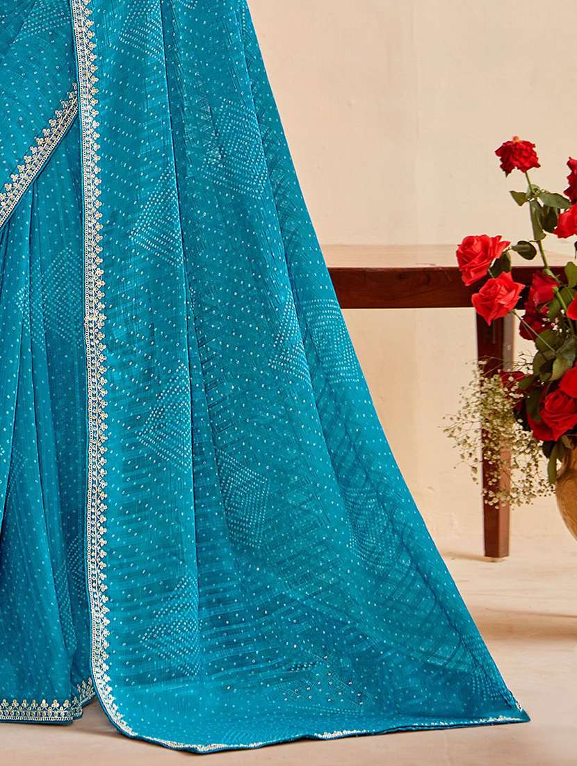 women bandhani printed saree with blouse - 22217985 -  Standard Image - 4