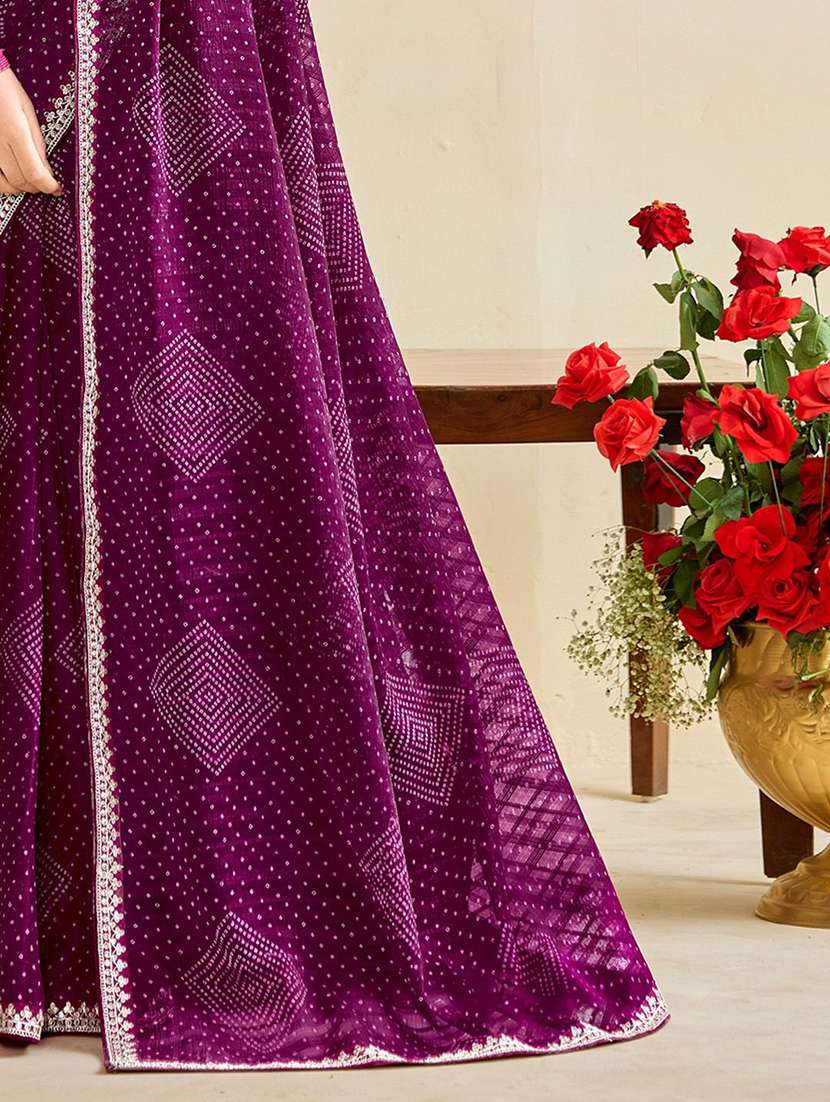 women bandhani printed saree with blouse - 22217986 -  Standard Image - 4