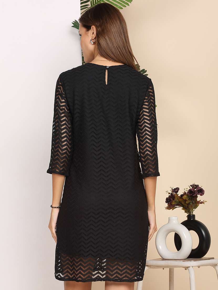 women self designed three quarter sleeve a-line dress - 22217998 -  Standard Image - 4