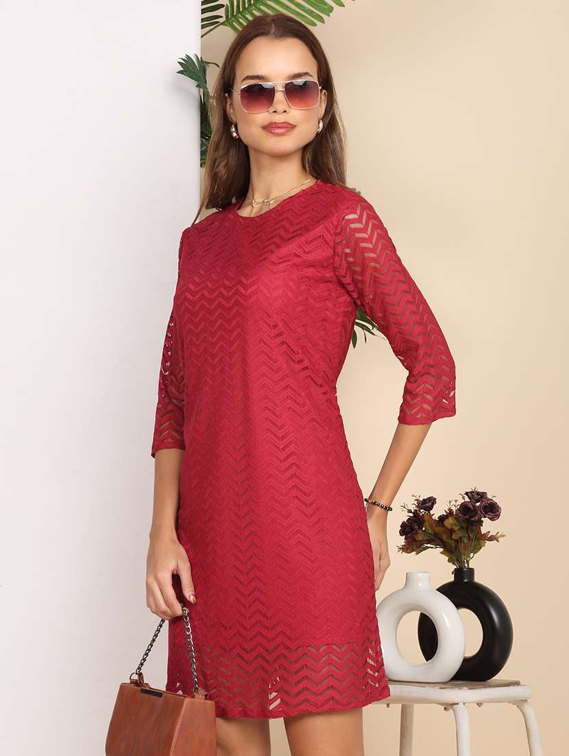 women self designed three quarter sleeve a-line dress - 22218001 -  Standard Image - 6