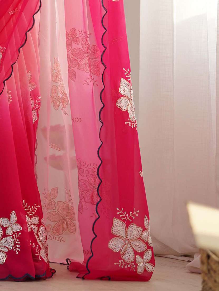 women ombre embellished saree with blouse - 22218004 -  Standard Image - 4