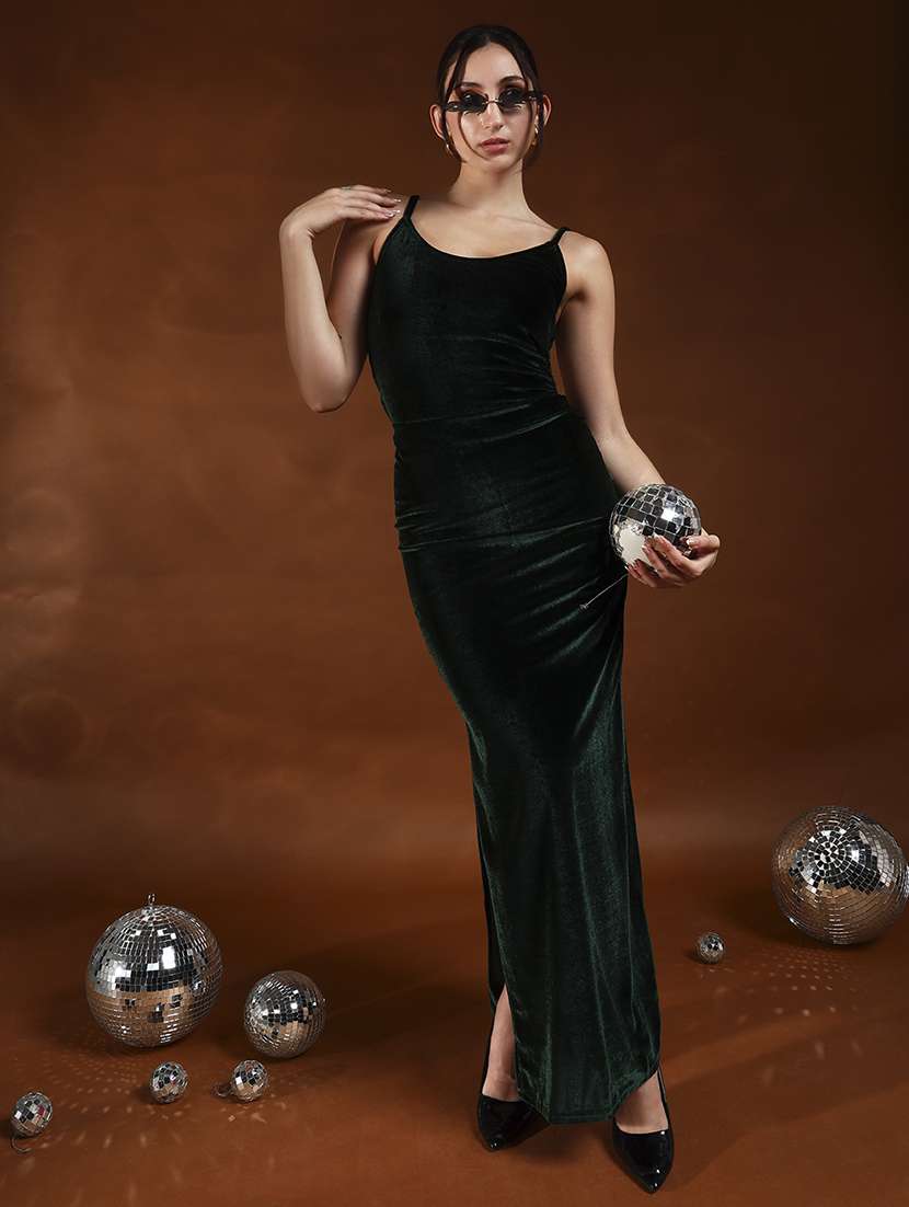 bottle green velvet sheath dress - 22218021 -  Standard Image - 1