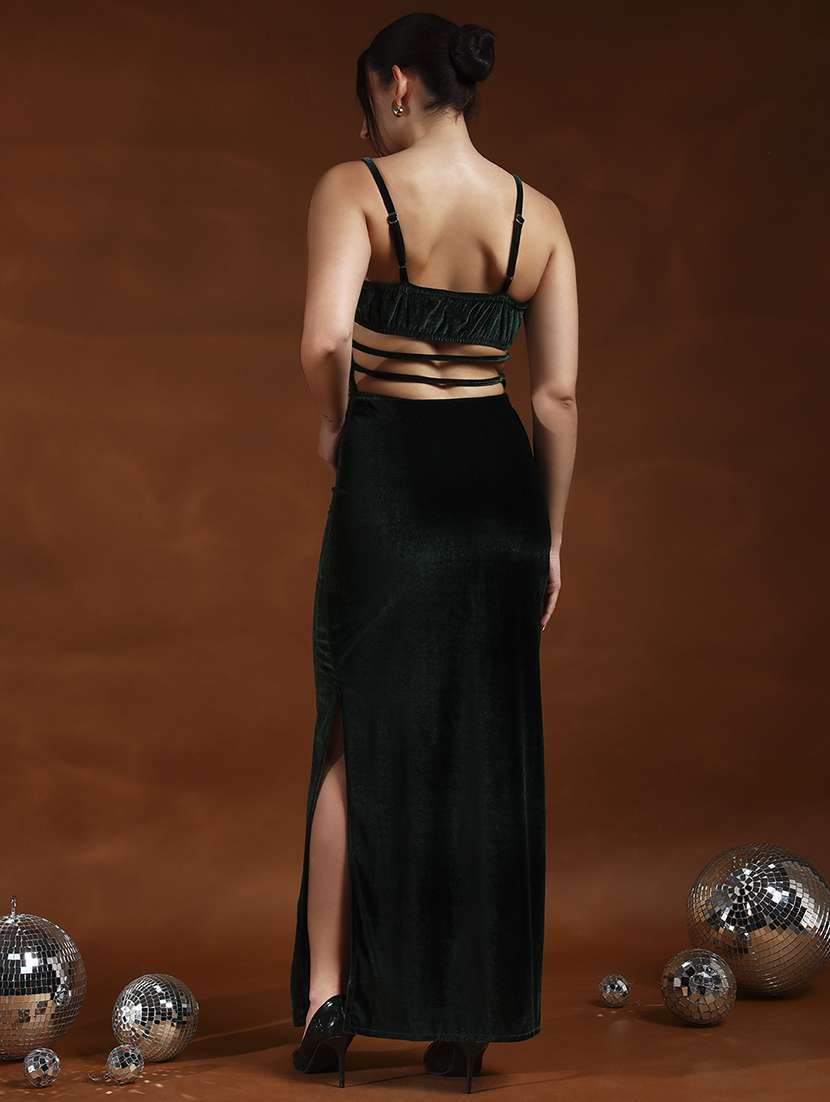 bottle green velvet sheath dress - 22218021 -  Standard Image - 4