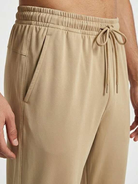 men solid mid rise full length track pant - 22218070 -  Standard Image - 1