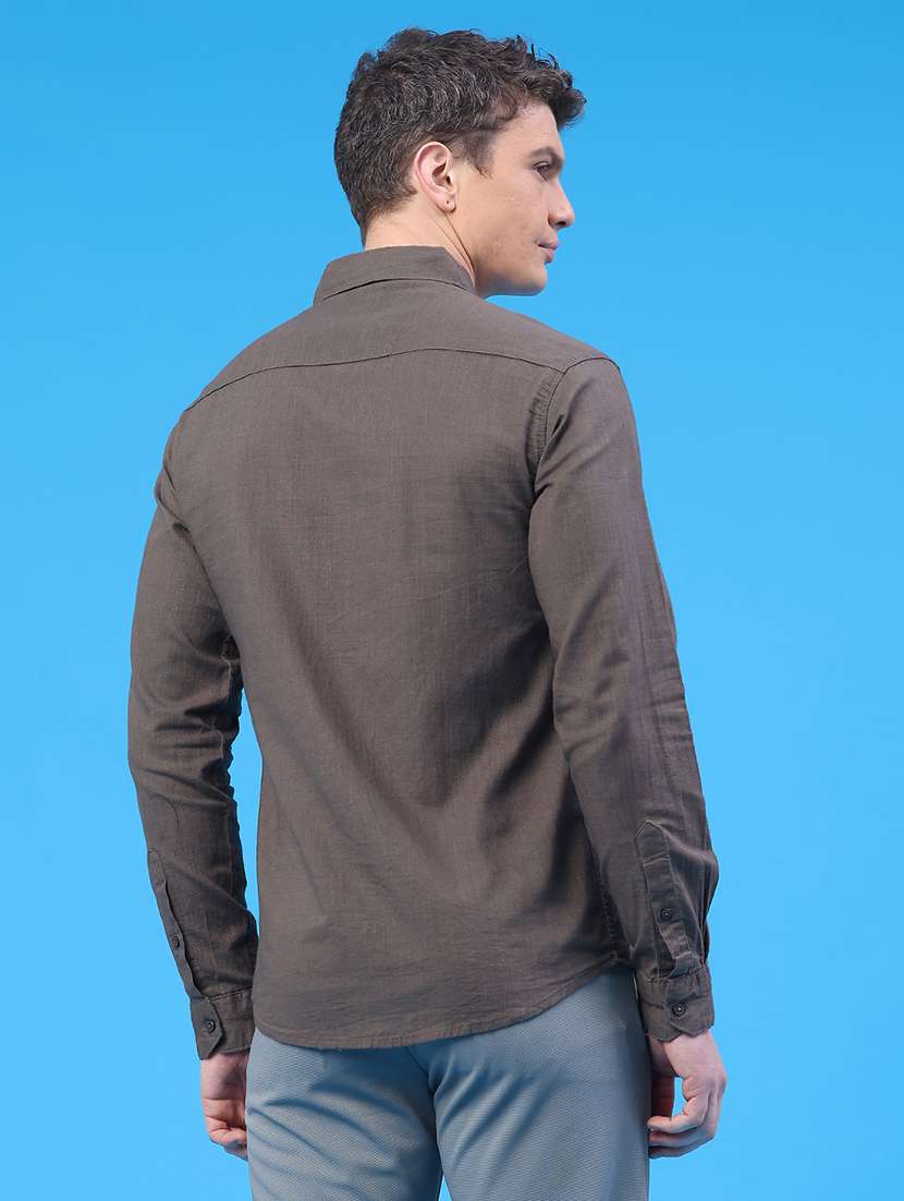 men solid long sleeve slim fit casual shirt - 22218117 -  Standard Image - 4