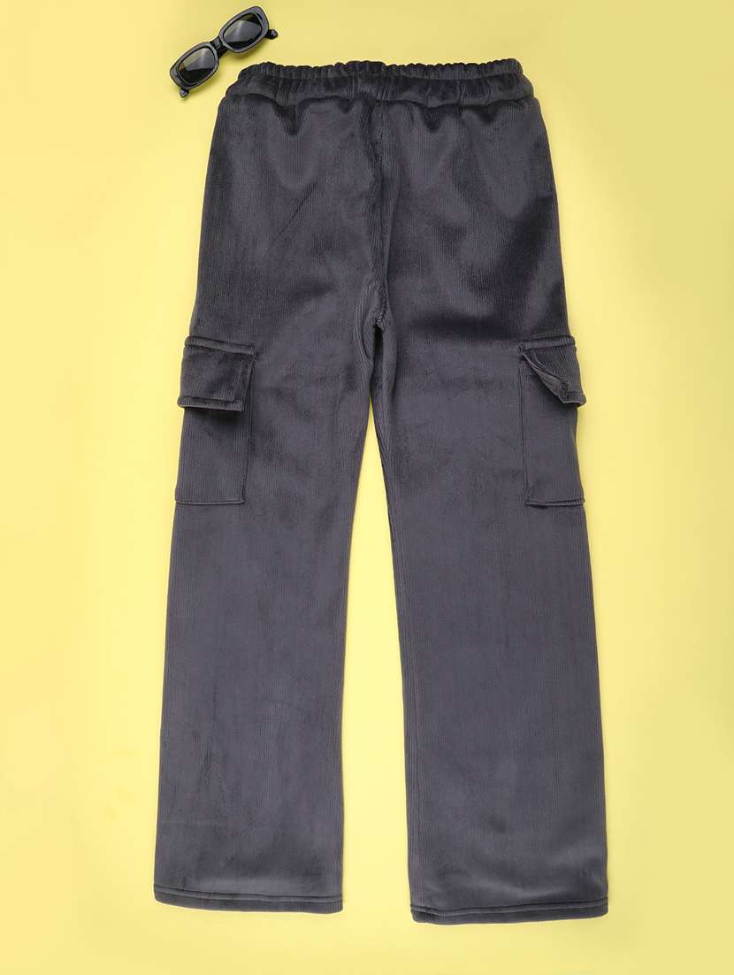 girls solid mid rise winterwear cargo - 22218119 -  Standard Image - 1