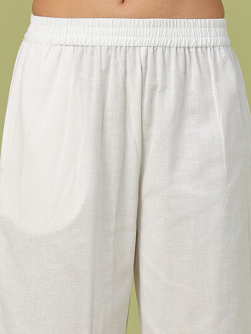 women solid with work mid rise straight palazzo - 22218136 -  Standard Image - 1