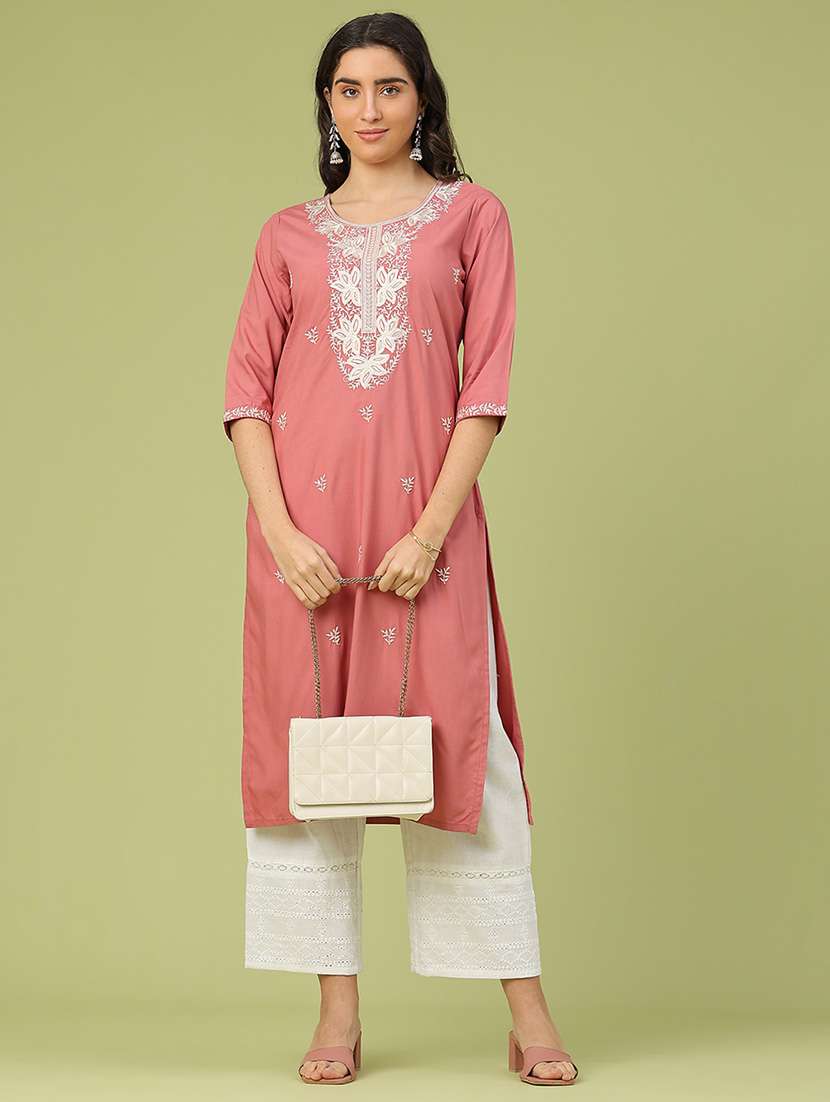 women solid with work mid rise straight palazzo - 22218136 -  Standard Image - 4