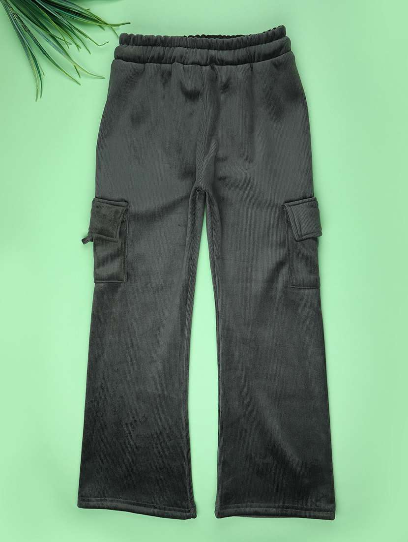 girls solid mid rise winterwear cargo - 22218149 -  Standard Image - 1