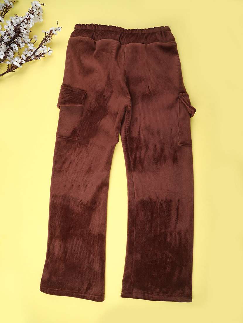 girls solid mid rise winterwear cargo - 22218151 -  Standard Image - 1