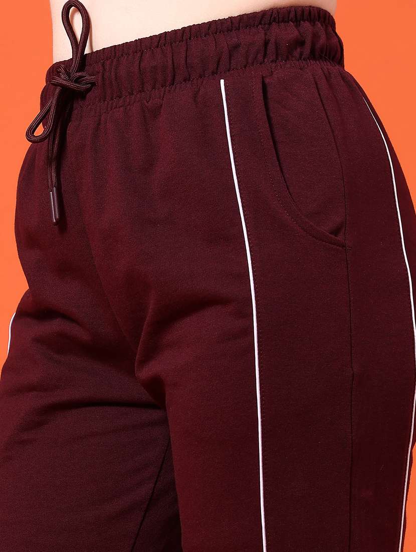 women solid mid rise track pant - 22218176 -  Standard Image - 1