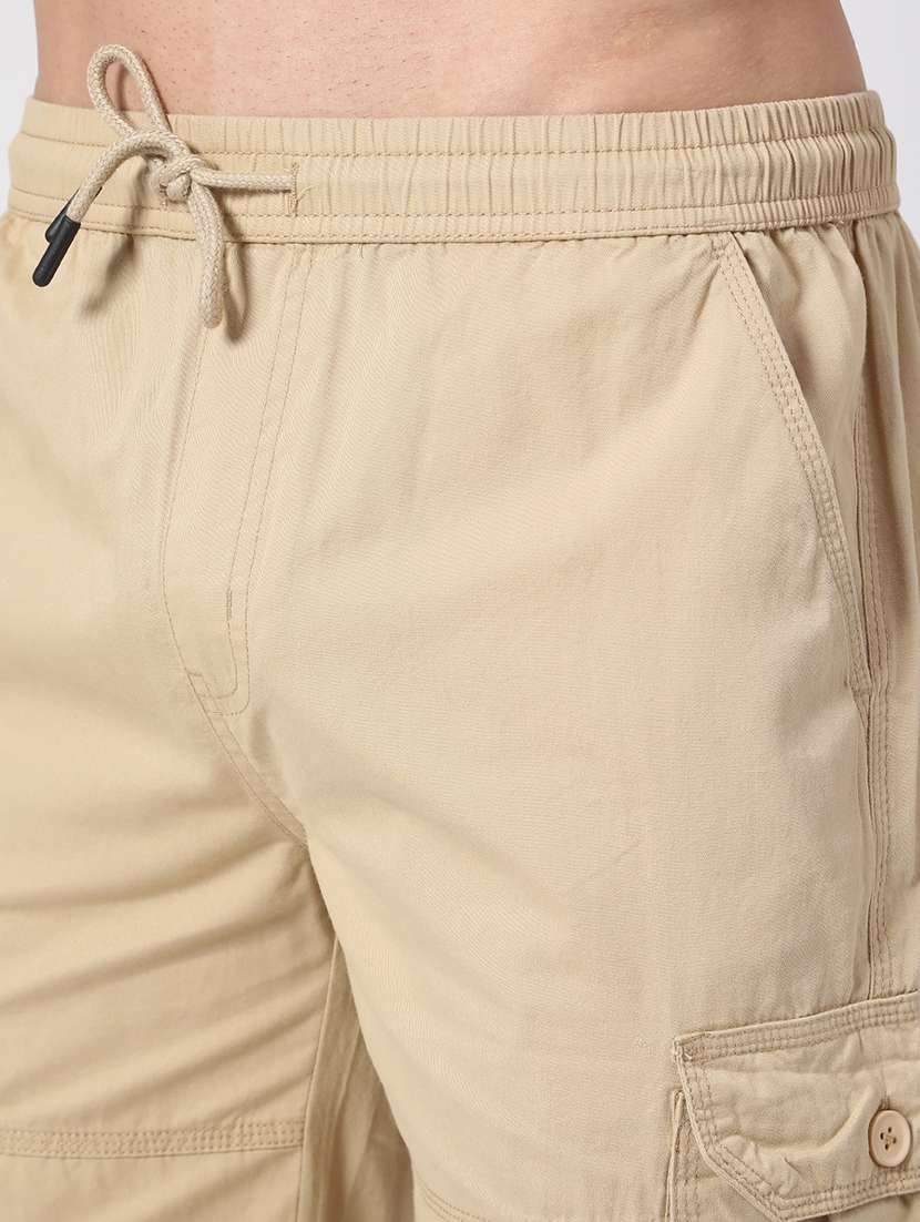 men beige cotton shorts three - fourth - 22218187 -  Standard Image - 1