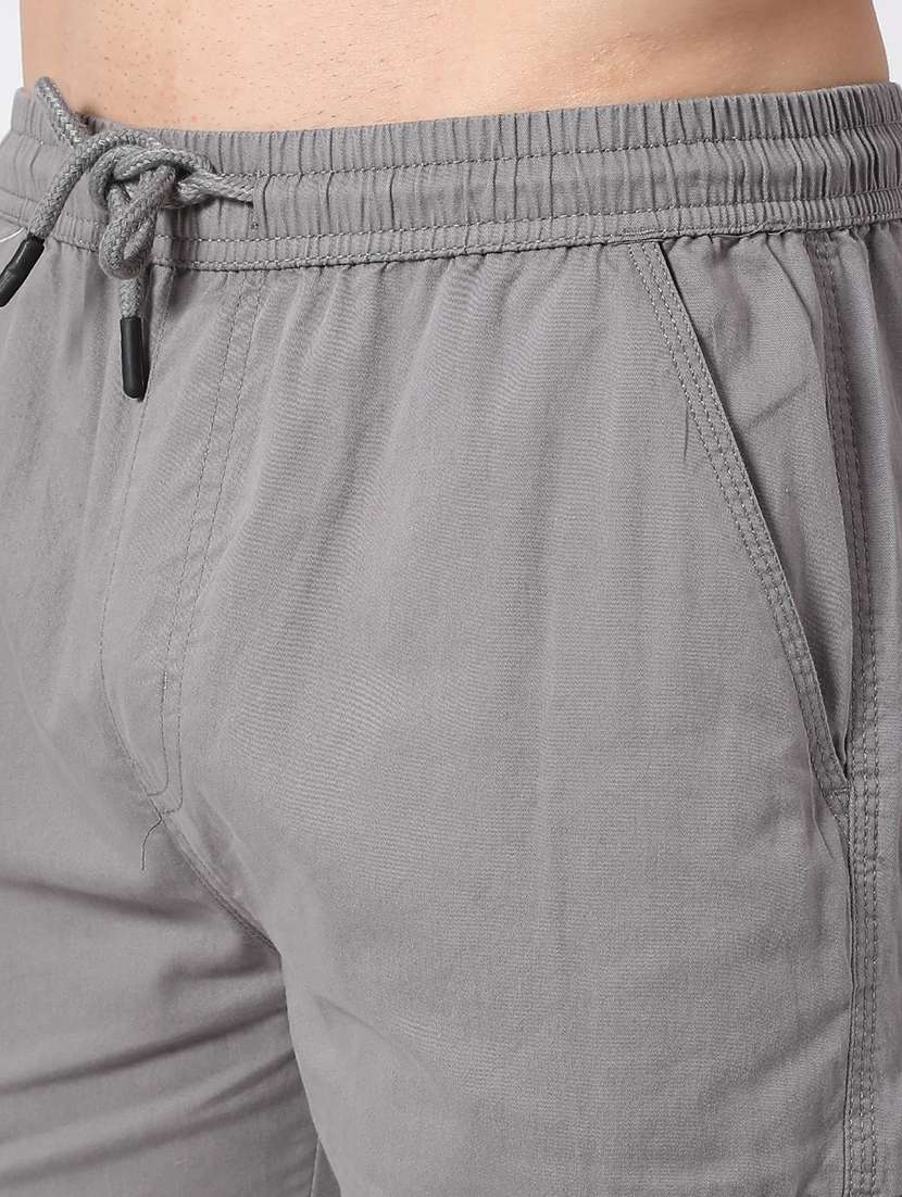 men grey cotton shorts three - fourth - 22218188 -  Standard Image - 1