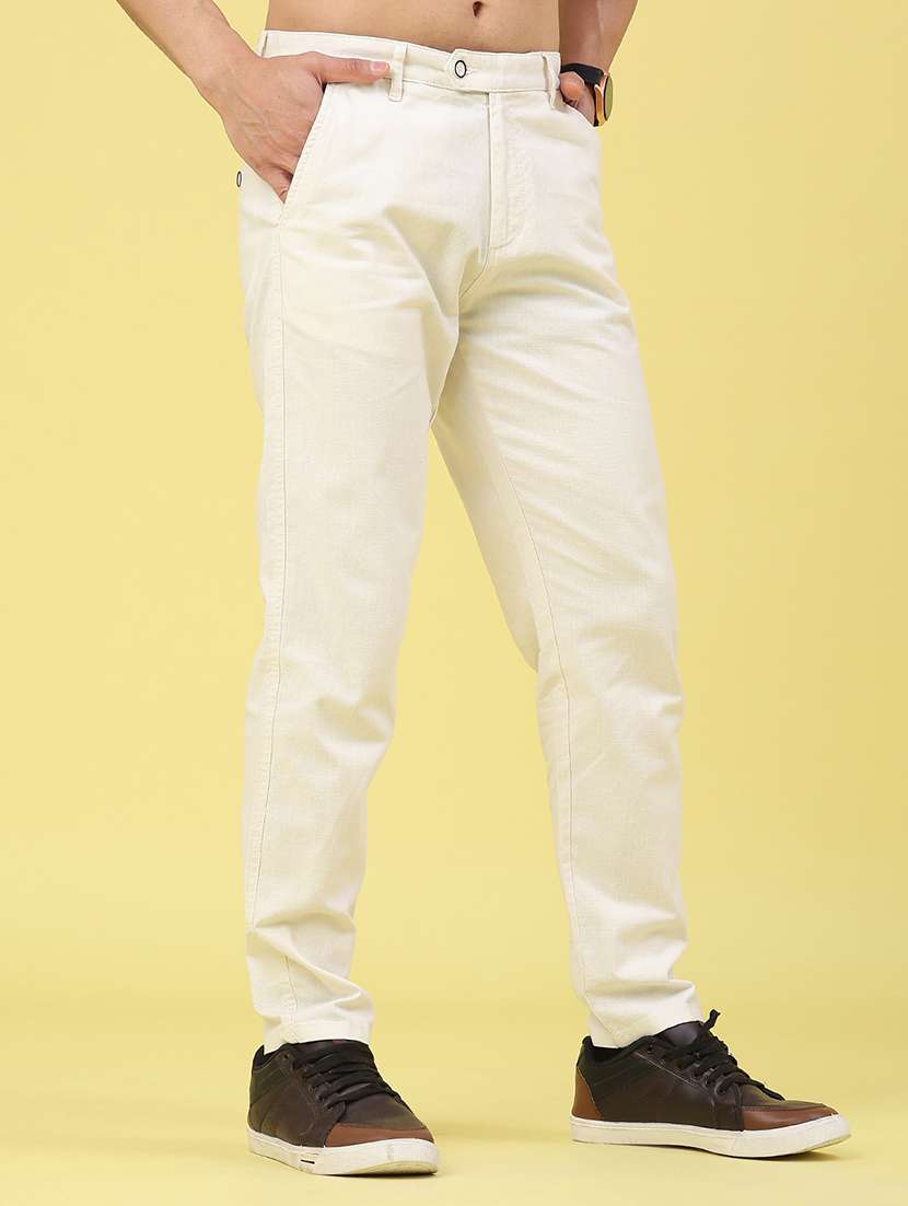 men solid mid rise chinos casual trouser - 22218242 -  Standard Image - 1