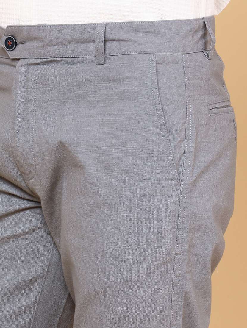 men grey cotton chinos casual trouser - 22218243 -  Standard Image - 1