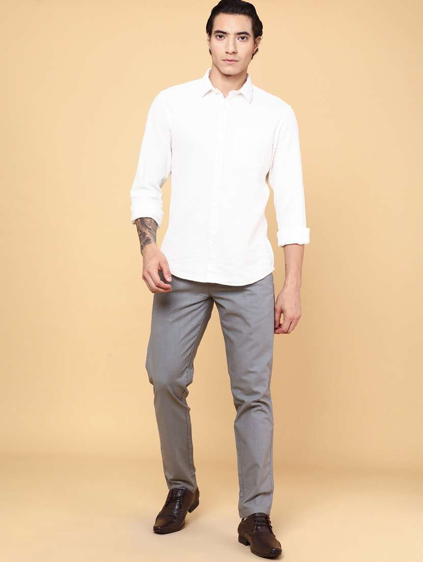 men grey cotton chinos casual trouser - 22218243 -  Standard Image - 4