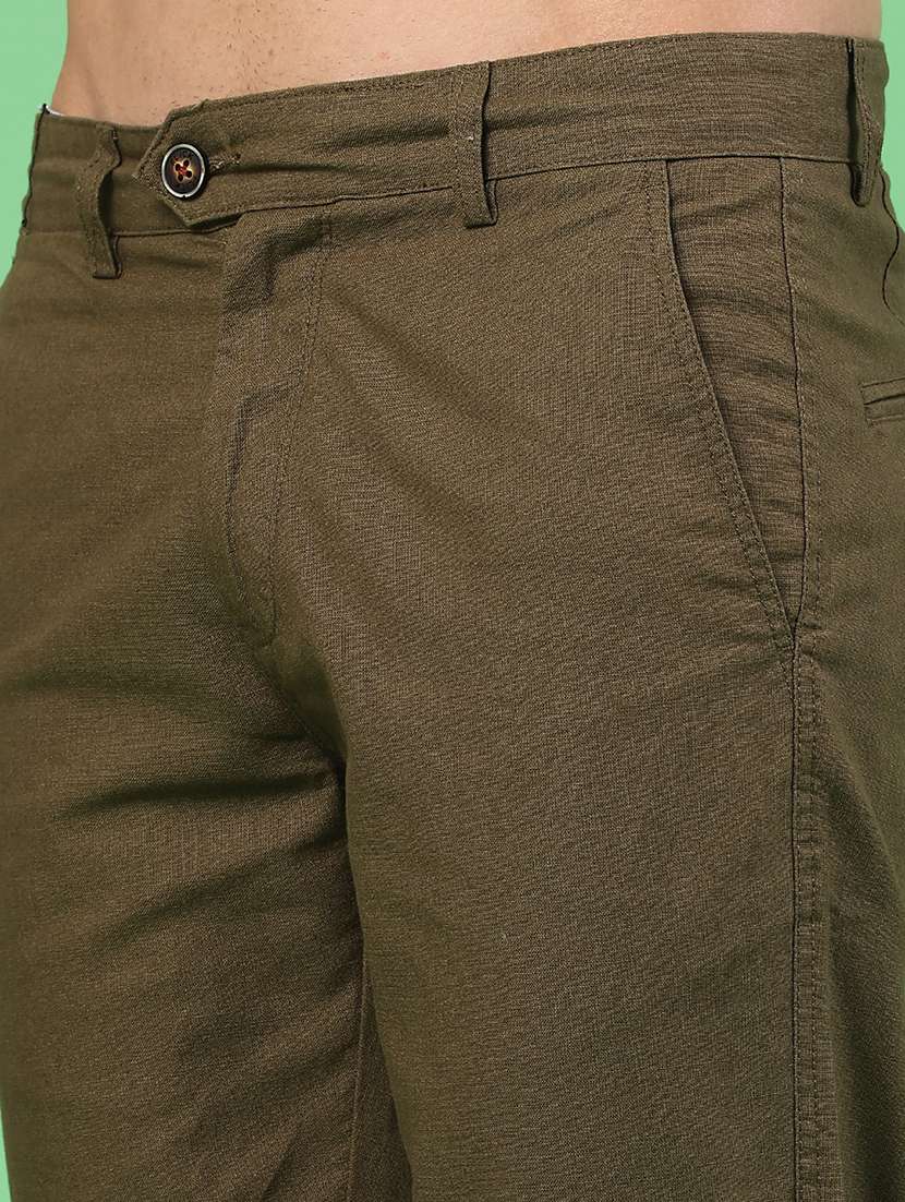 men solid mid rise chinos casual trouser - 22218244 -  Standard Image - 1