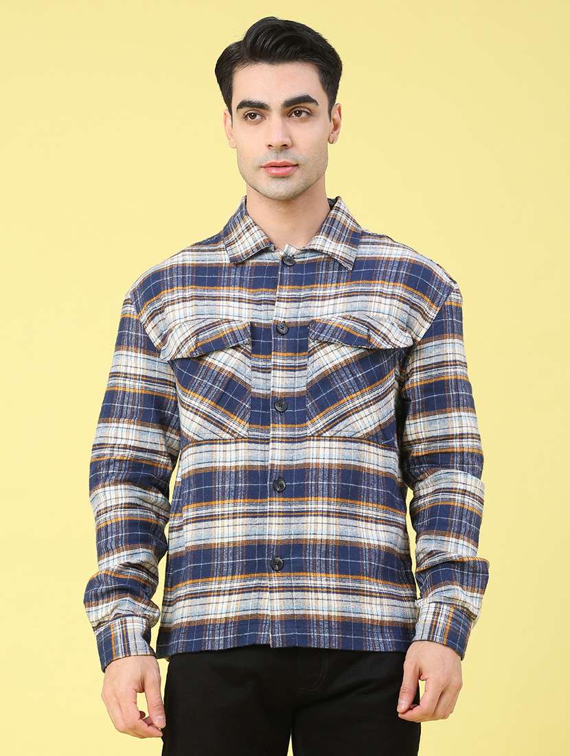 Men Checkered Long Sleeve Regular Fit Shacket - 22218270 -  Standard Image - 1