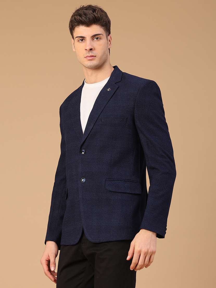 men self design lapel collar single breasted casual blazer - 22218274 -  Standard Image - 1