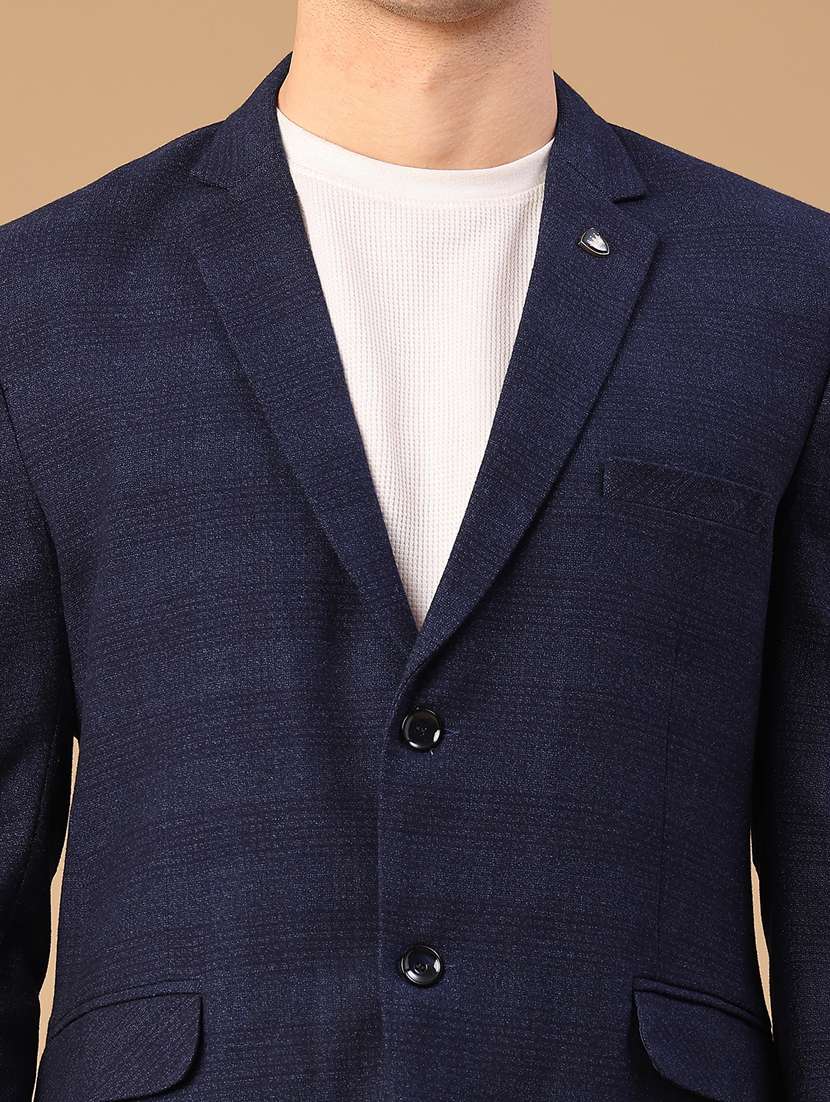 men self design lapel collar single breasted casual blazer - 22218274 -  Standard Image - 4