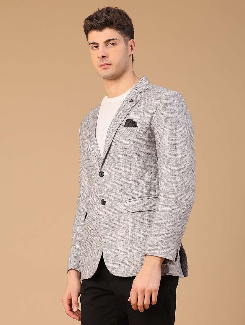 men self design lapel collar single breasted casual blazer - 22218275 -  Standard Image - 1