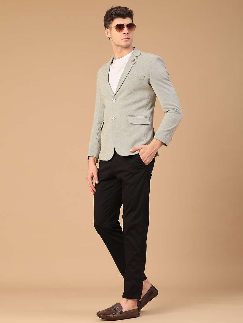 men self design lapel collar single breasted casual blazer - 22218278 -  Standard Image - 4