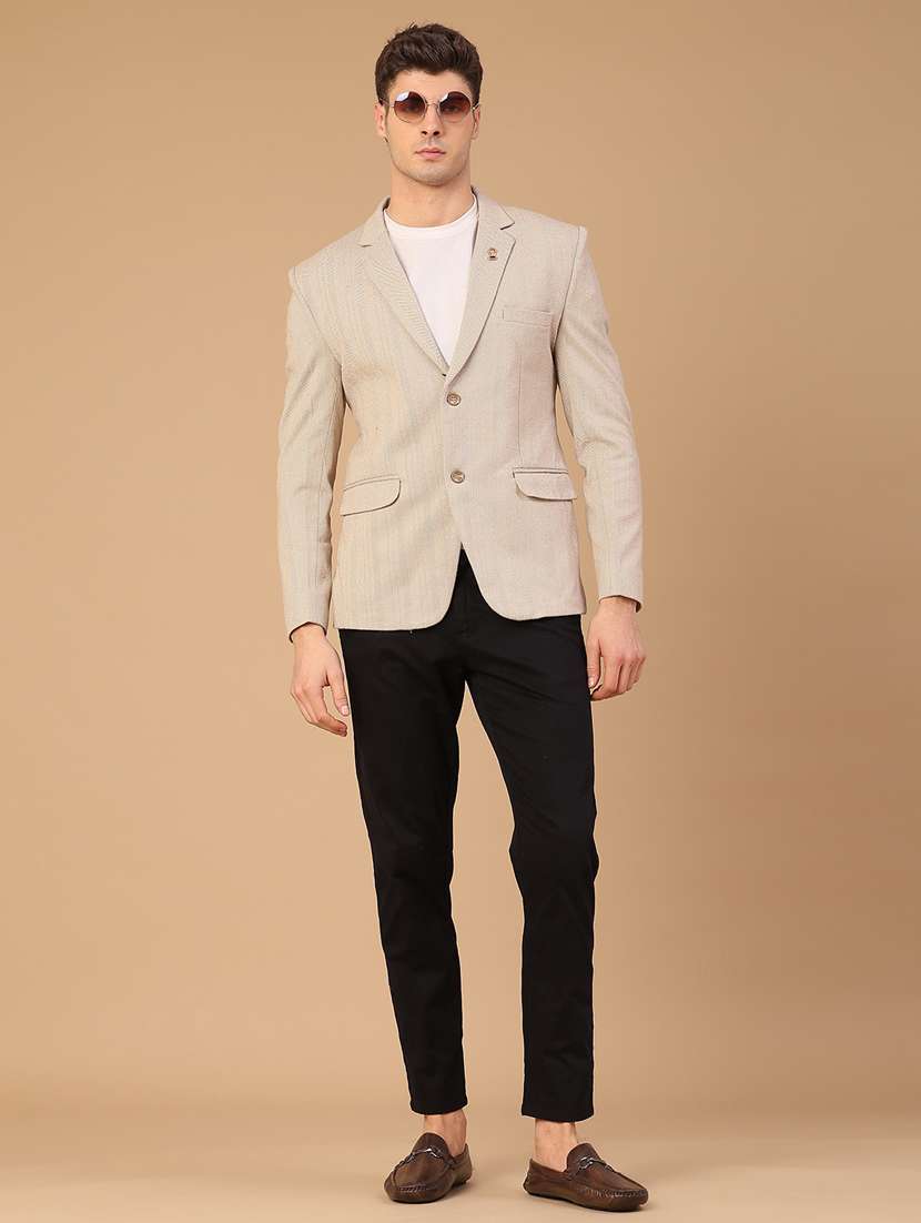 men self design lapel collar single breasted casual blazer - 22218279 -  Standard Image - 4