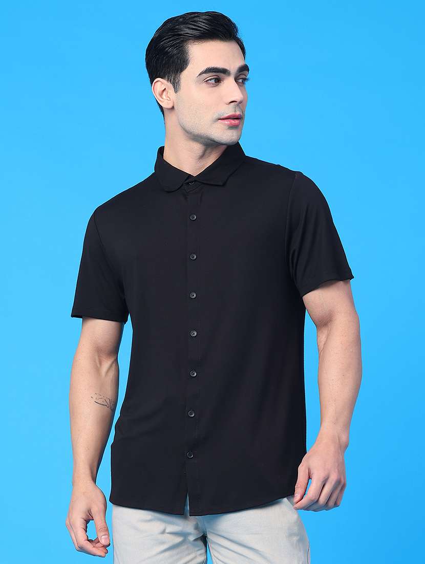 men solid short sleeve regular fit casual shirt - 22218282 -  Standard Image - 1