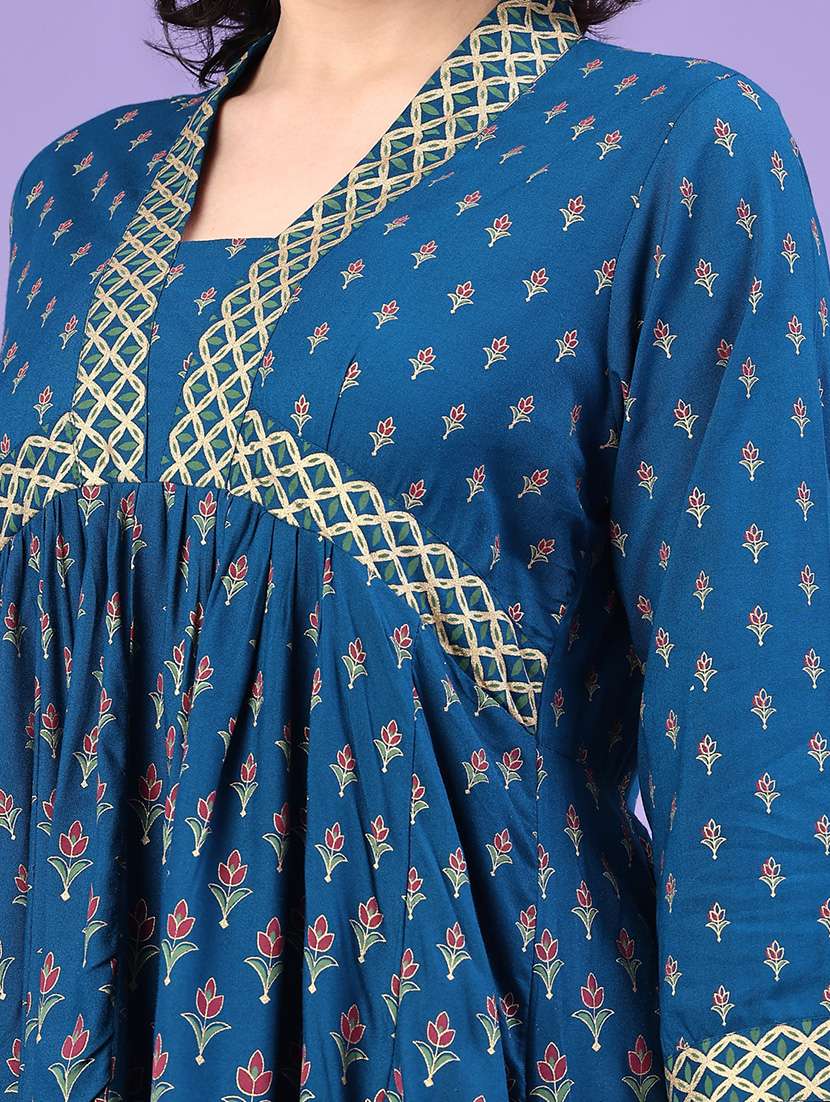 women floral three quarter sleeve a-line kurta  - 22218291 -  Standard Image - 1