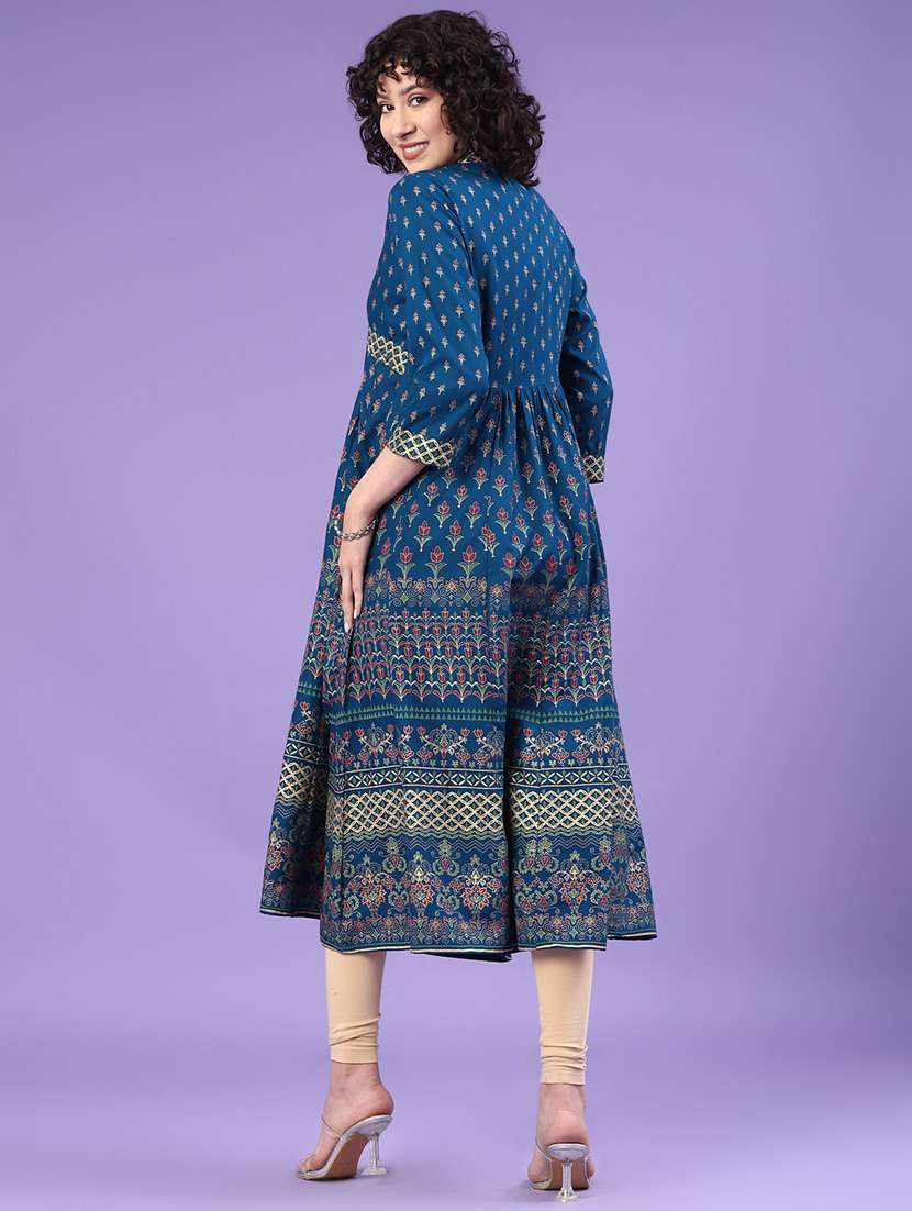 women floral three quarter sleeve a-line kurta  - 22218291 -  Standard Image - 4