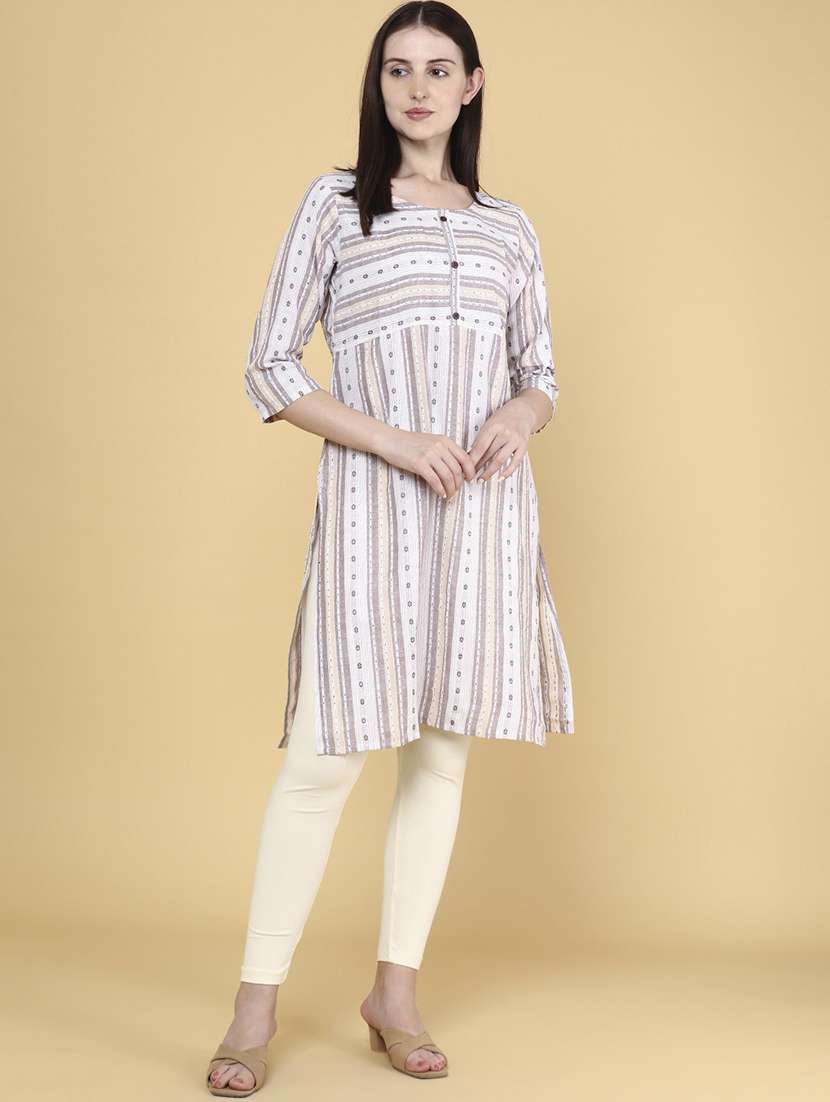 beige cotton straight kurta - 22218292 -  Standard Image - 1
