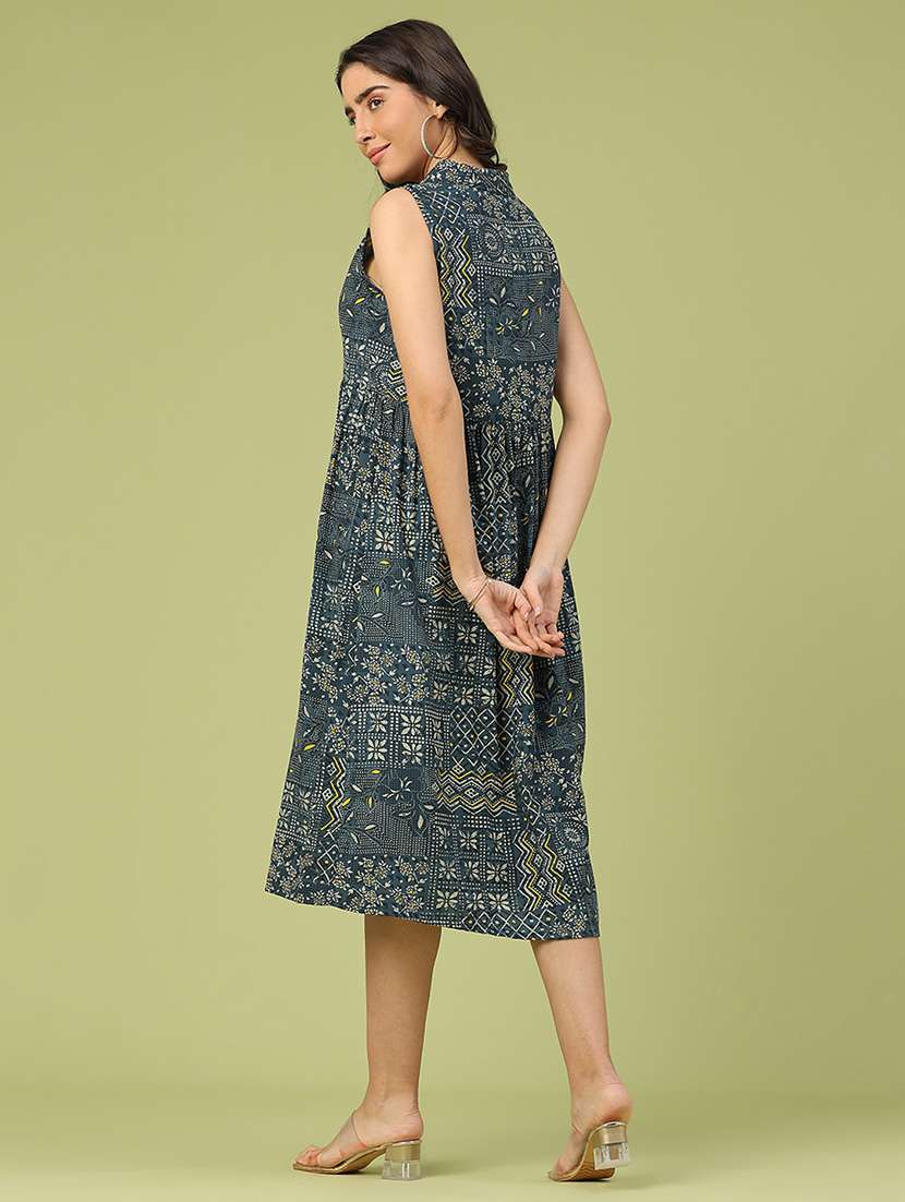 women printed sleeveless a-line ethnic dress - 22218298 -  Standard Image - 4