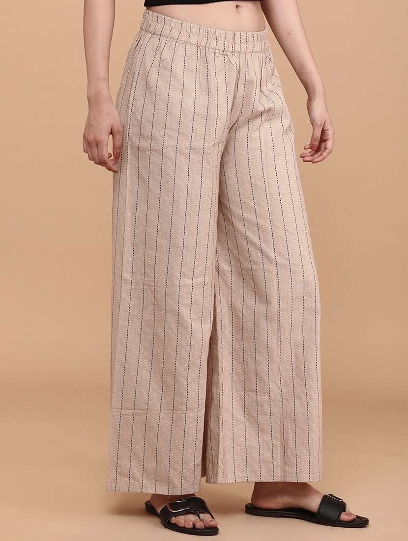beige cotton flared palazzo - 22218359 -  Standard Image - 1