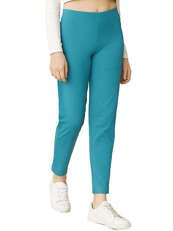 women solid mid rise cigarette pants - 22218394 -  Standard Image - 1