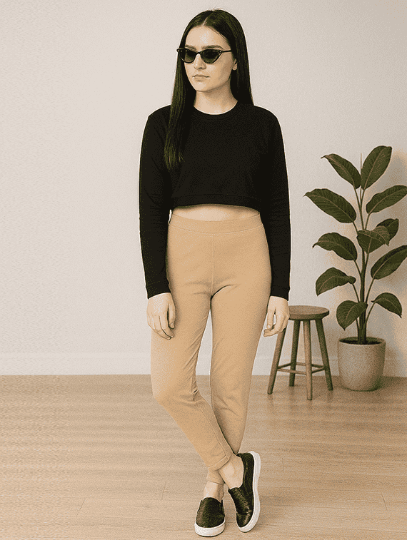 women solid mid rise cigarette pants - 22218395 -  Standard Image - 4