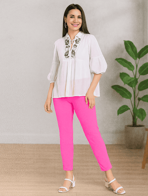 women solid mid rise anke length legging - 22218396 -  Standard Image - 4