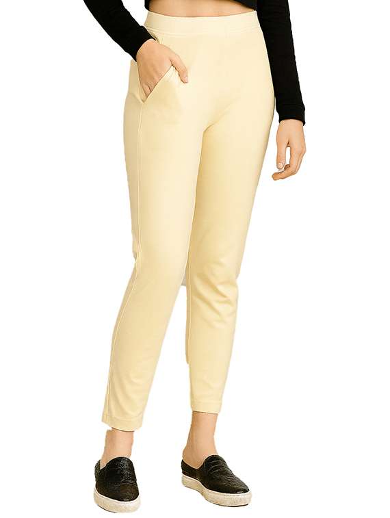 women solid mid rise cigarette pants - 22218404 -  Standard Image - 1