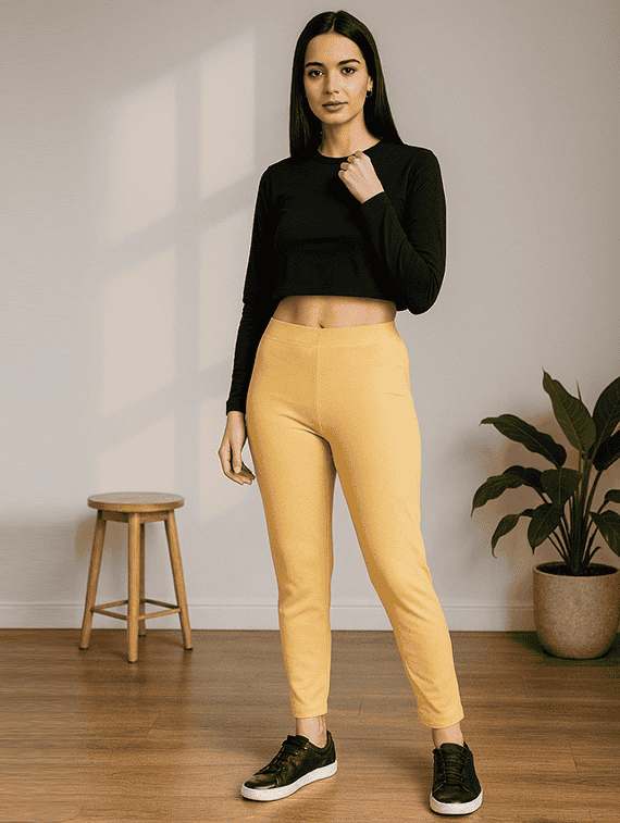 women solid mid rise anke length legging - 22218406 -  Standard Image - 4