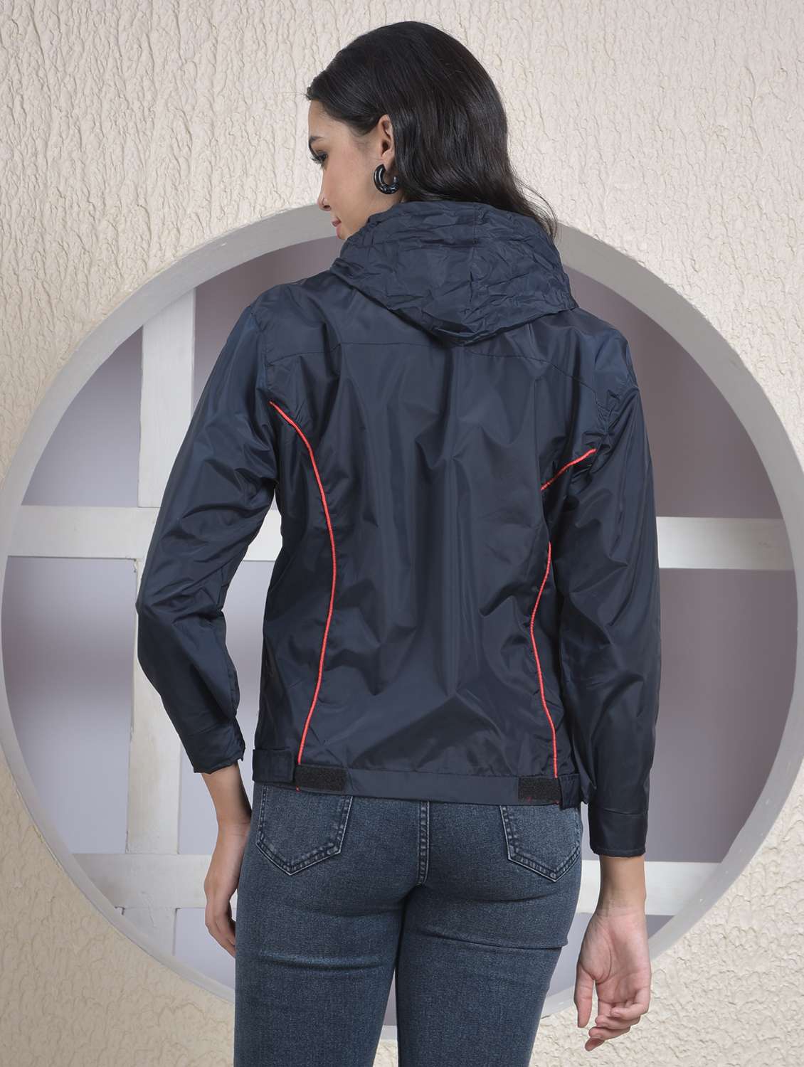 women solid long sleeve hooded windcheater jacket - 22218410 -  Standard Image - 4