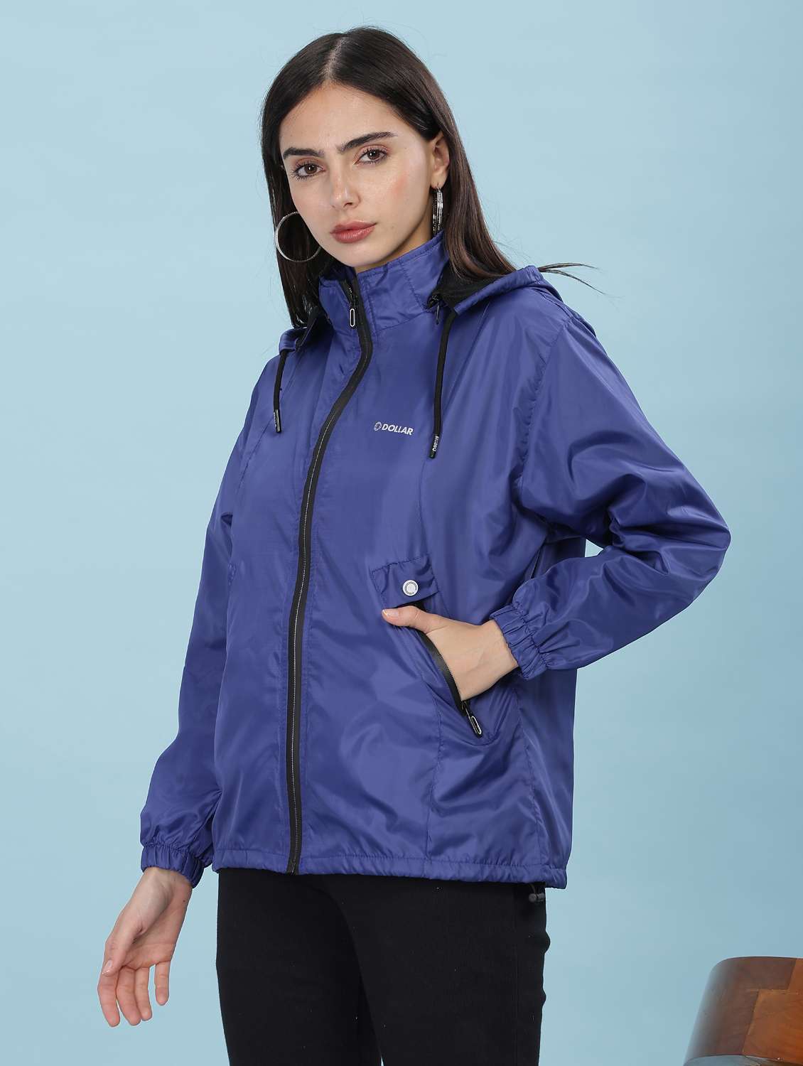 women solid long sleeve hooded windcheater jacket - 22218415 -  Standard Image - 1