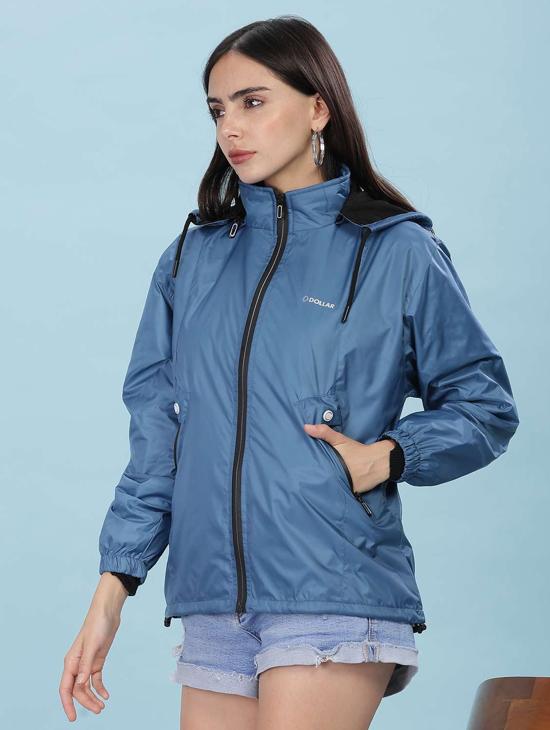 women solid long sleeve hooded windcheater jacket - 22218416 -  Standard Image - 1