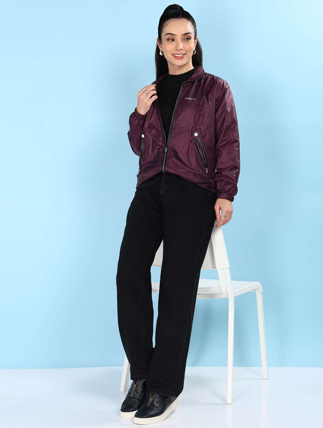 women solid long sleeve hooded windcheater jacket - 22218417 -  Standard Image - 4