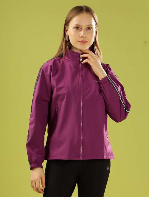 women solid long sleeve windcheater jacket - 22218421 -  Standard Image - 0