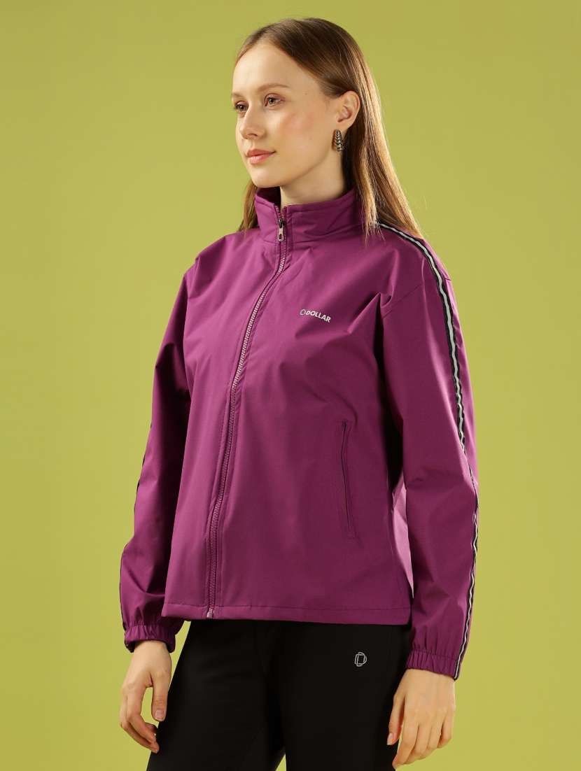 women solid long sleeve windcheater jacket - 22218421 -  Standard Image - 1