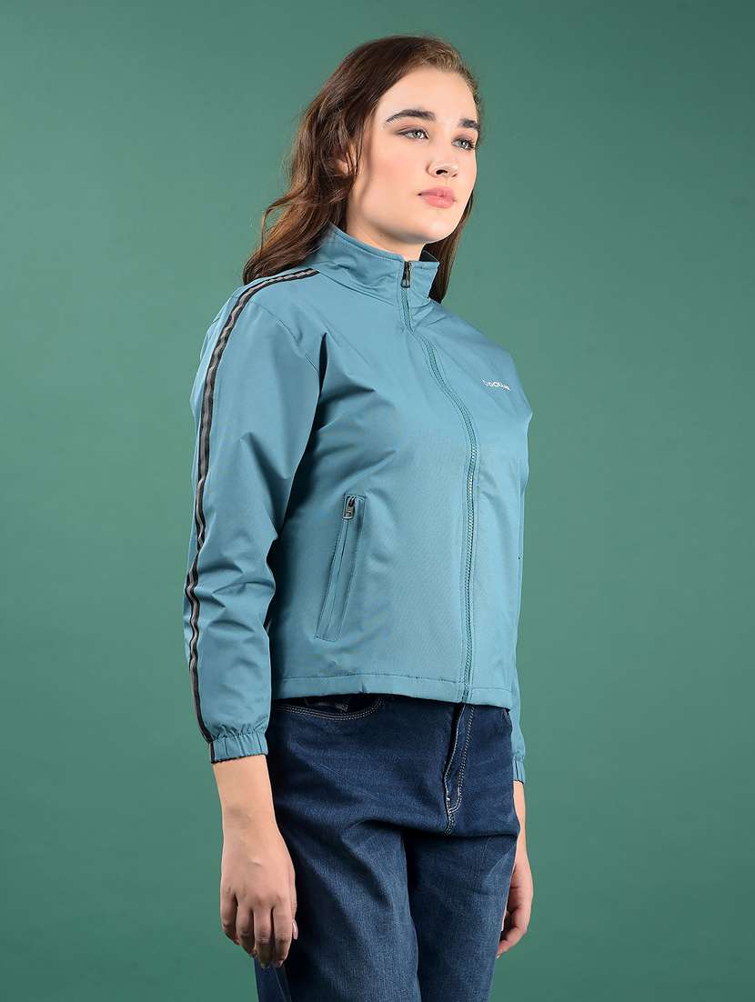 women solid long sleeve windcheater jacket - 22218423 -  Standard Image - 1